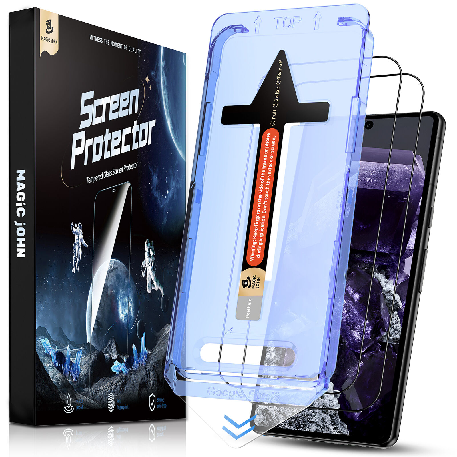 MAGIC JOHN 2 Pack for Google Pixel 8 Pro Tempered Glass Screen Protector