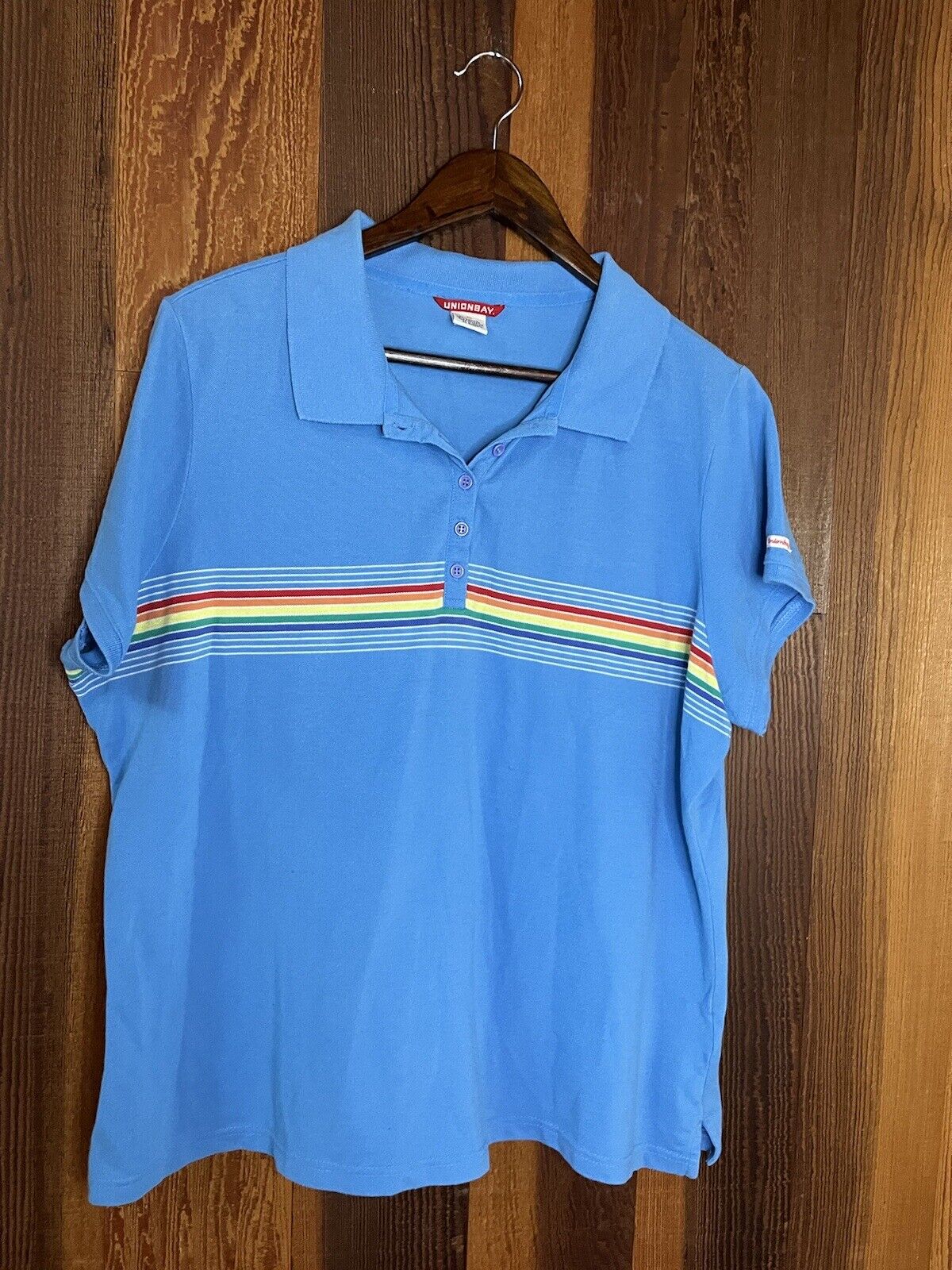 90s Vintage Unionbay Rainbow Stripe Polo Shirt Womens 3XL
