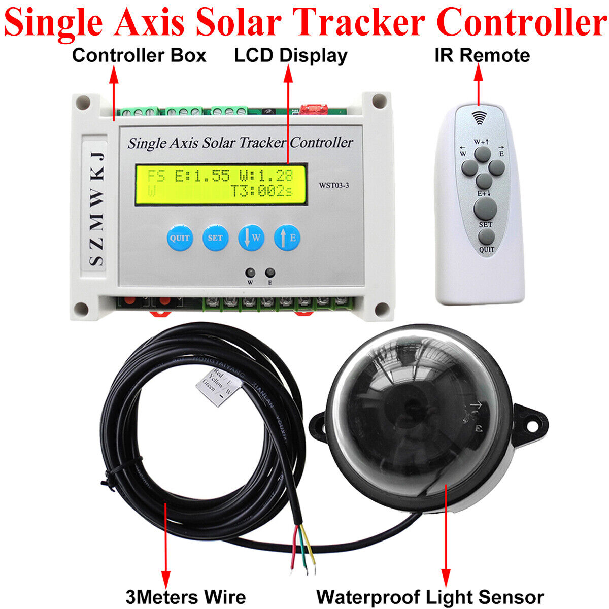 DC Electric Single Axis Solar Tracker Controller &Linear Actuator Anemometer Kit