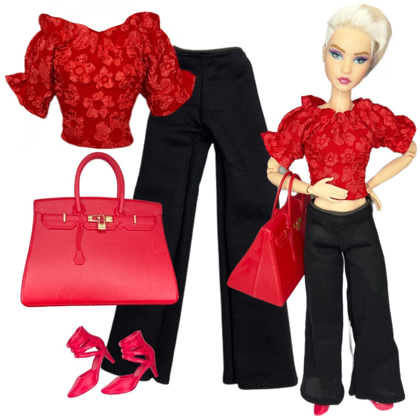 Eledoll Clothes Fashion Pack For The 12” Fashion Doll Red Set