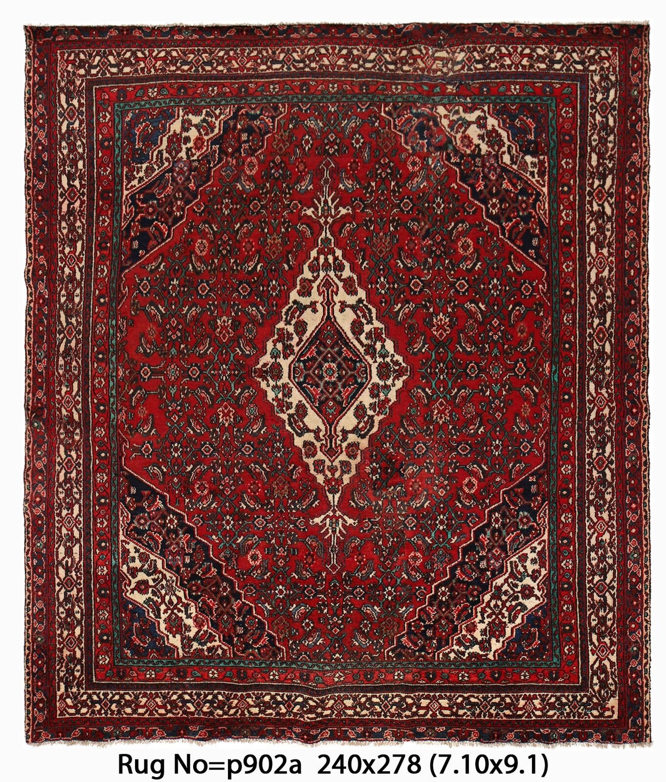 8\' x 9\' Persean Handmade Shirazi Hamadan Semi-Antique Rug #P902