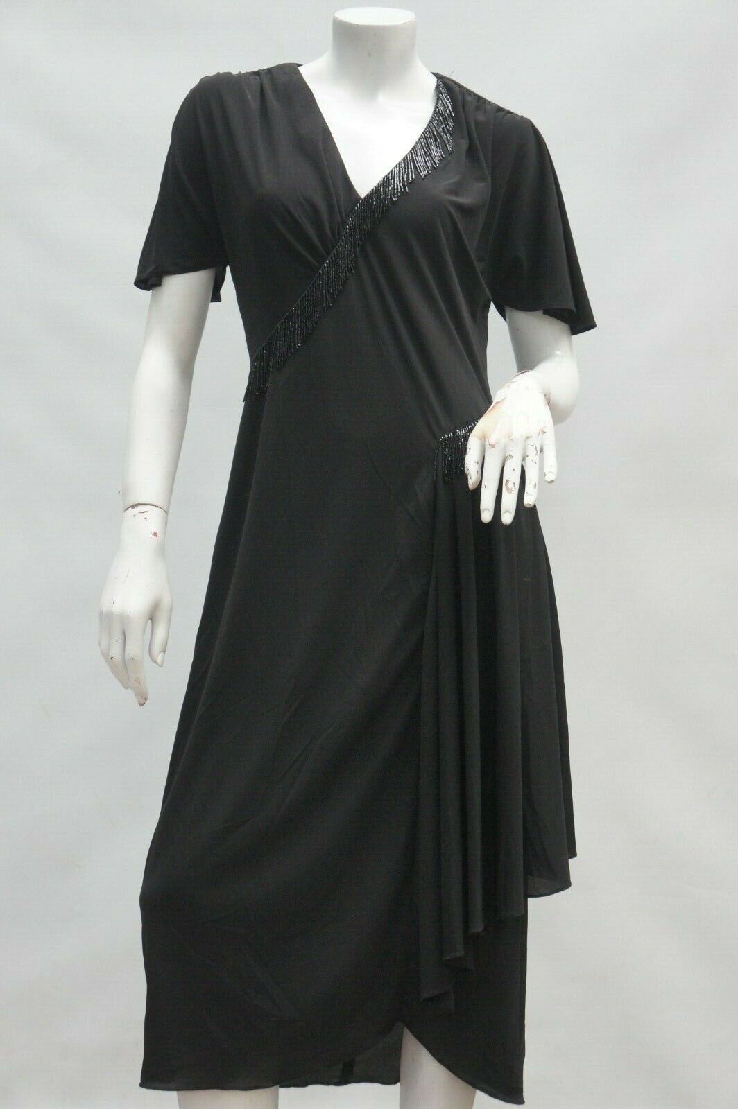 Vintage 30s Style  Black Beaded Fringe Dress