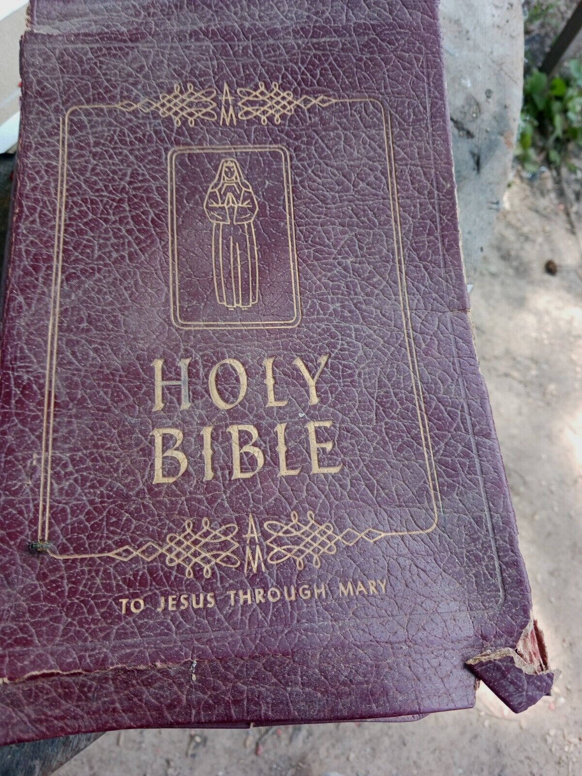 ** VINTAGE ANTIQUE   CATHOLIC BIBLE MARIAN  OLD AUTHENTIC AS IS **