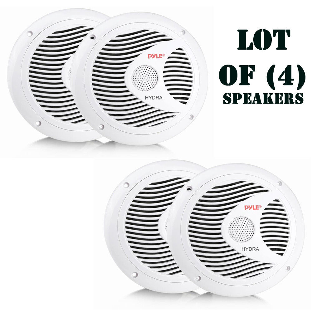 Lot of (4) NEW Pyle PLMR60W 150 Watts 6.5\'\' Dual Cone White Marine Speakers
