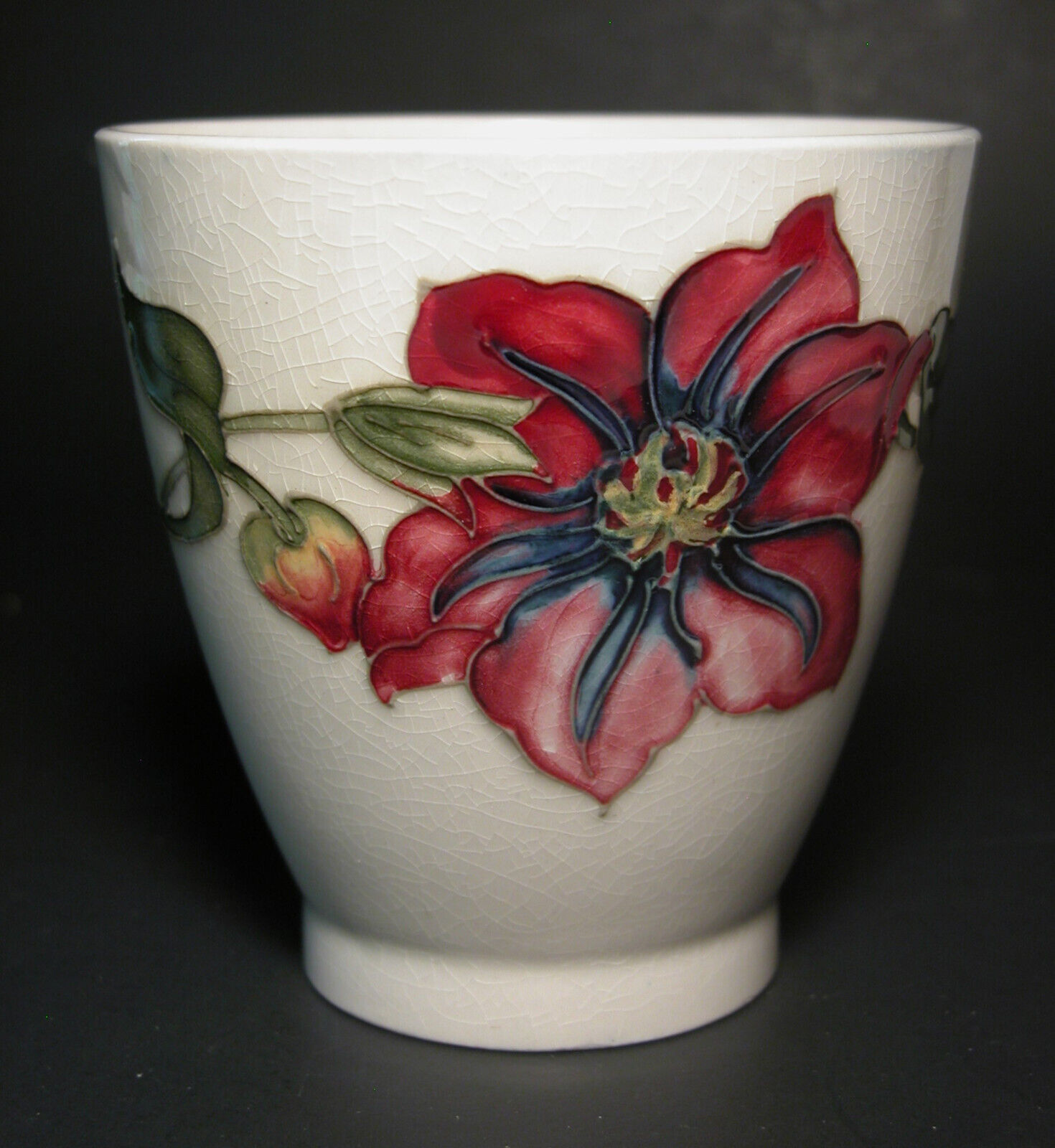 Vintage MOORCROFT Art Pottery Vase Bowl Clematis Made in England
