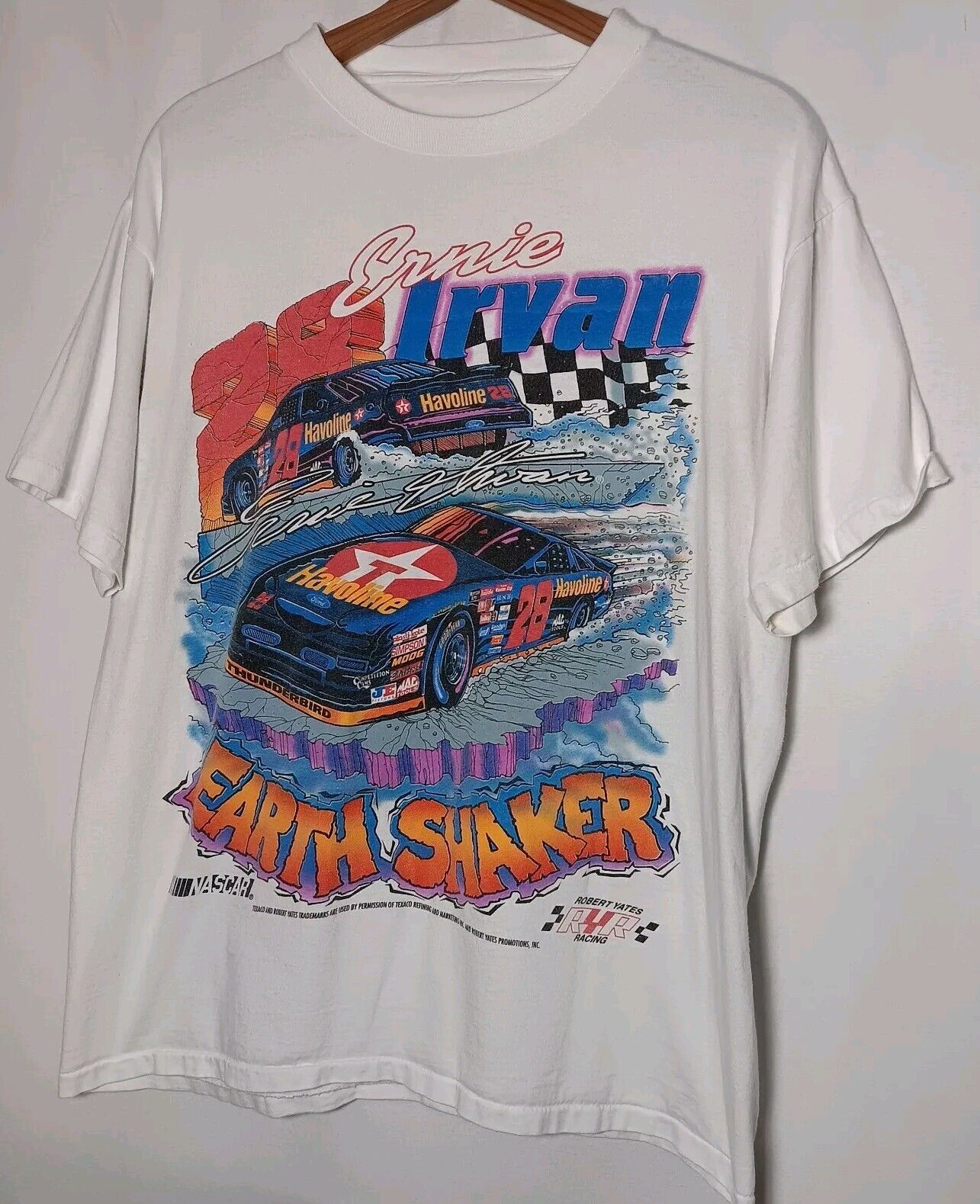 NASCAR Ernie Irvan T Shirt Large Texaco Havoline Single Stitch Vintage READ