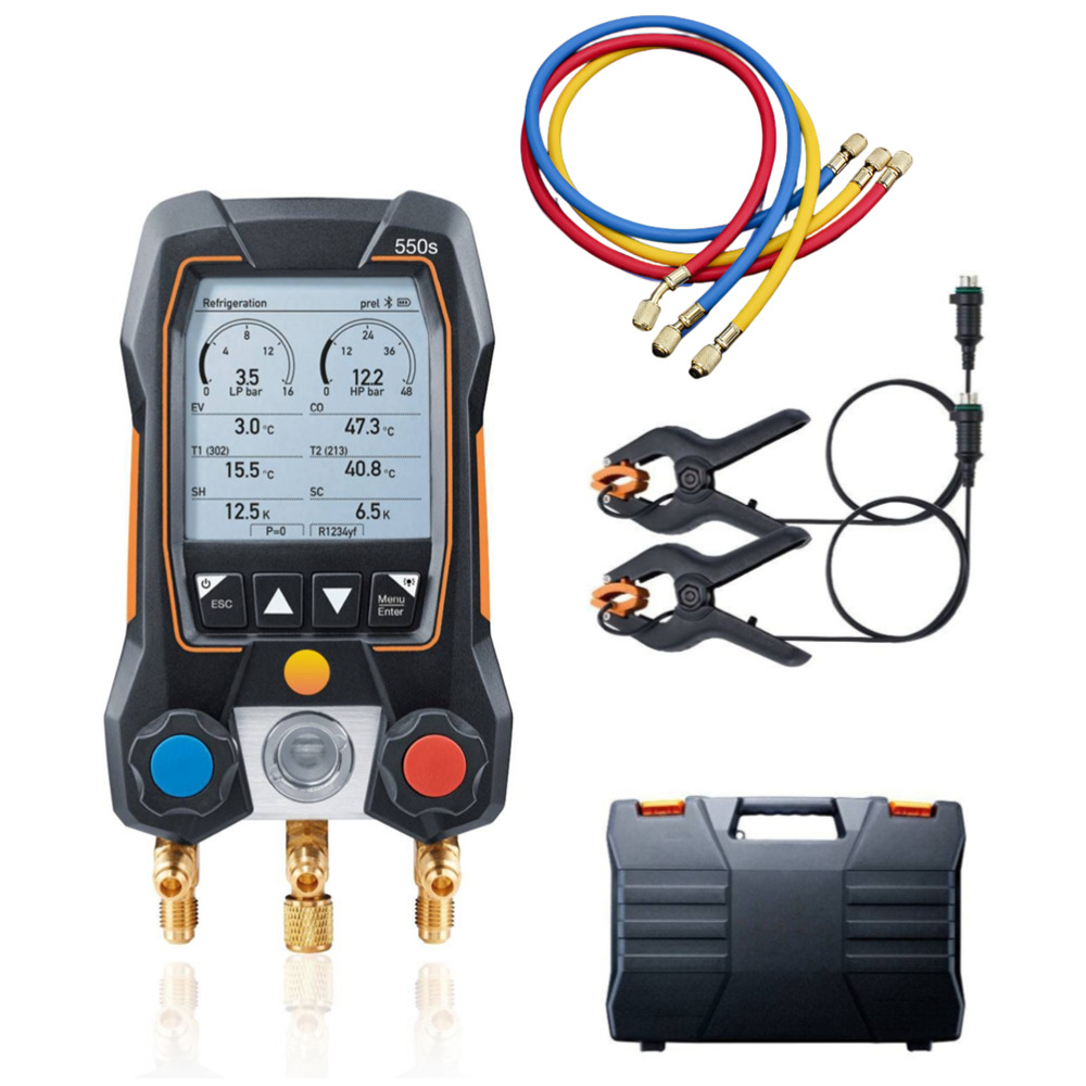 Testo 550S Refrigeration Meter Manifold 0564 5501 With 2Pcs Clamp Probe & Case