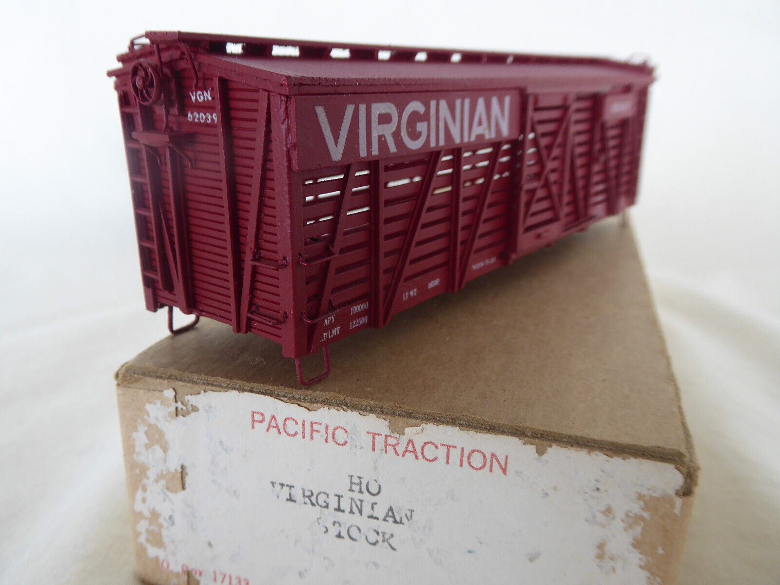 HO Scale PACIFIC TRACTION HANDBUILT WOODEN VIRGINIANN OUTISIDE BRACE STOCK CAR
