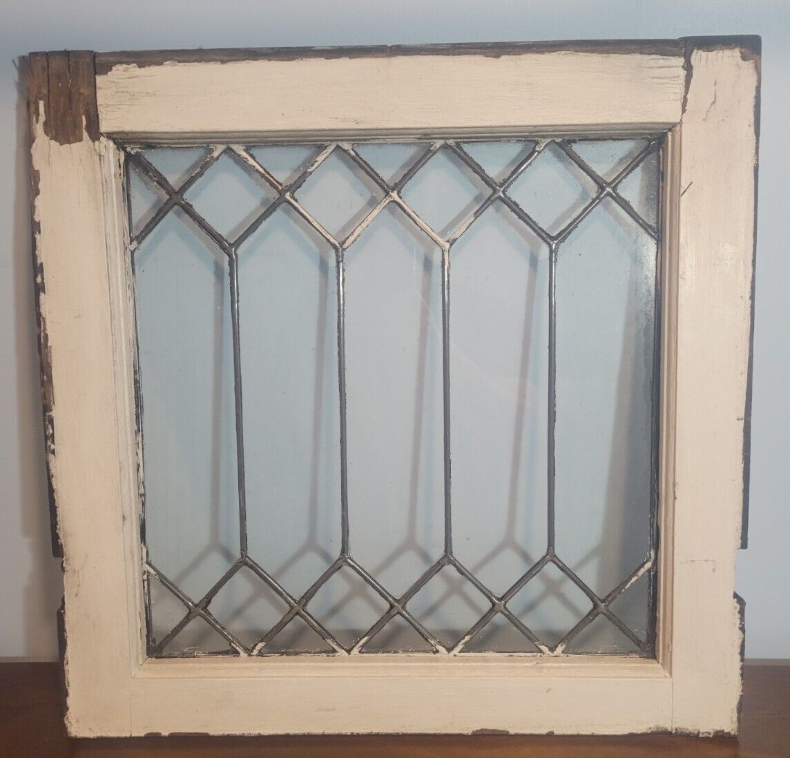 ANTIQUE BEVELED GLASS WINDOW  ARCHITECTURAL SALVAGE 20x20