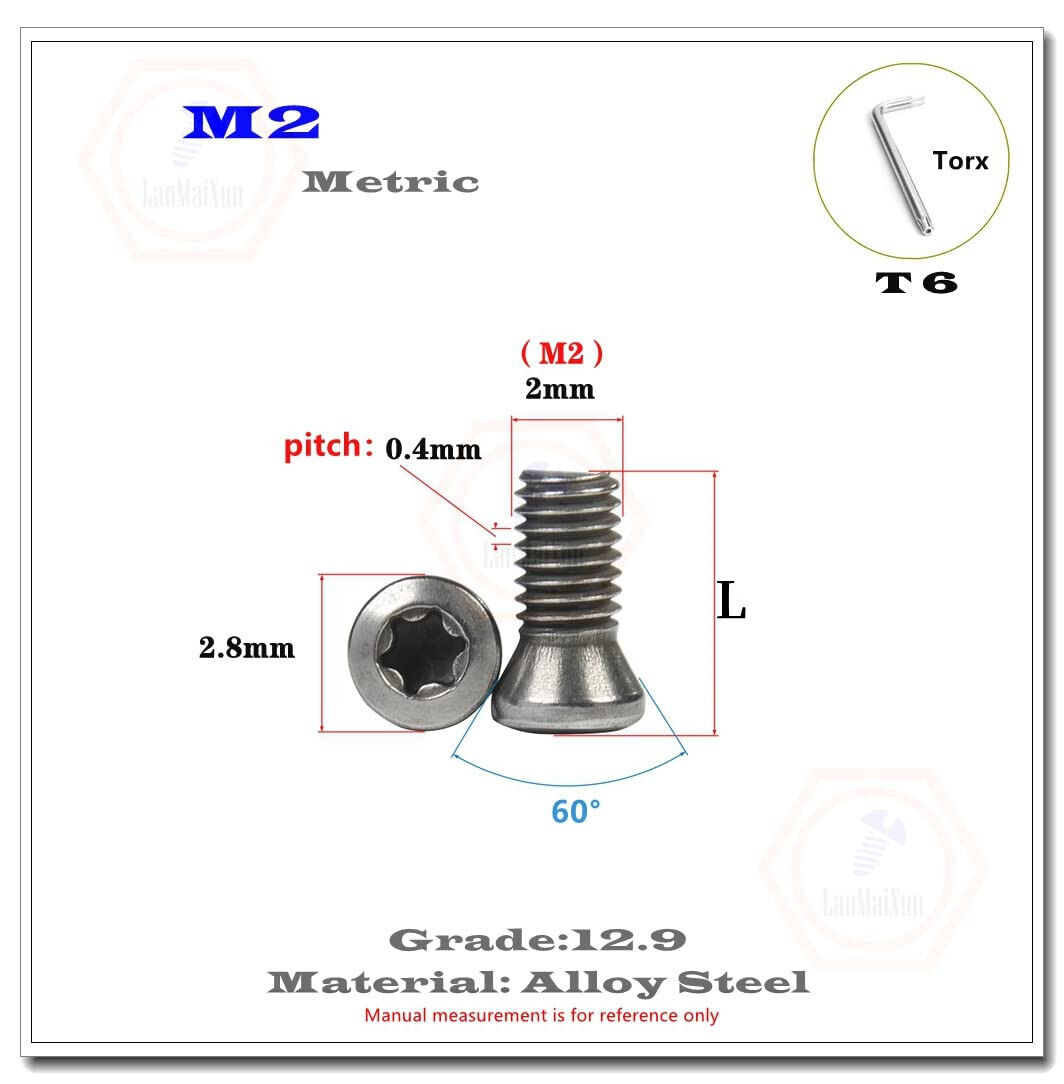 M2 M2.5 M3 M3.5 M4 M5 M6 Torx Screws for Replaces Carbide Insert CNC Lathe Tools