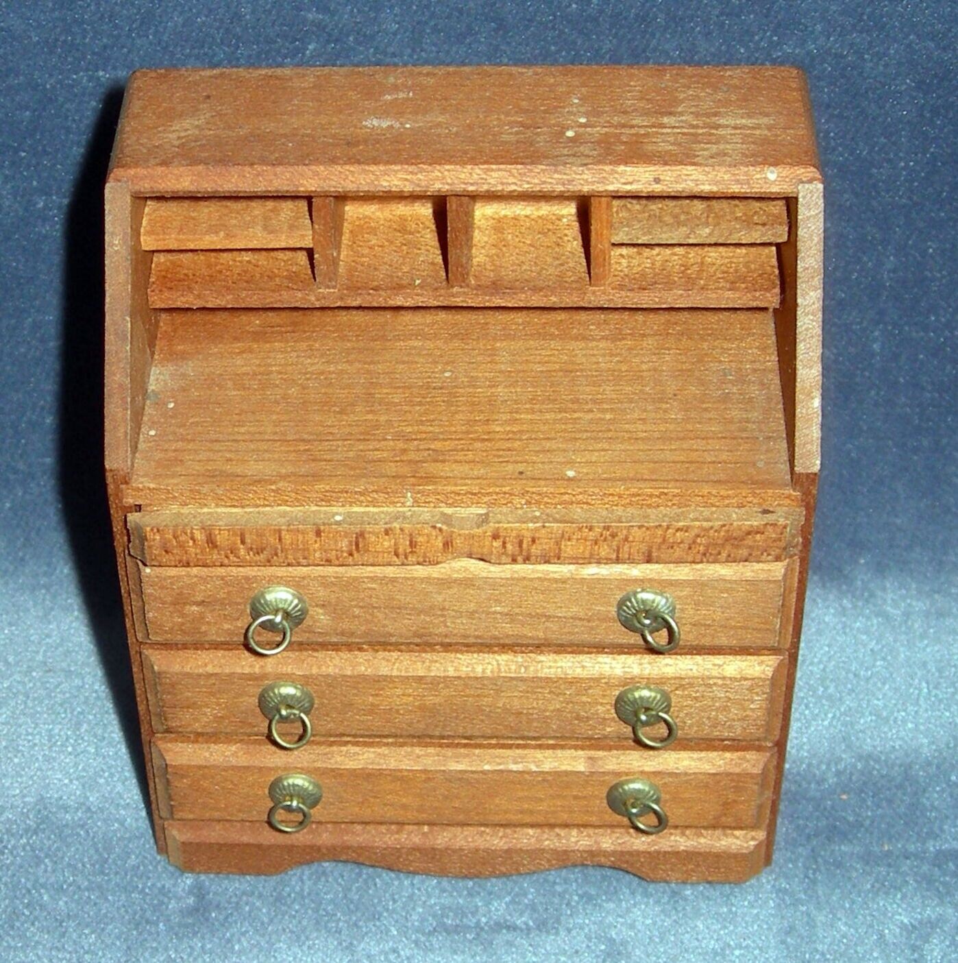 Vintage Fomerz Wood Miniature Dollhouse Open Desk w/ 3 Drawers Made in Japan.