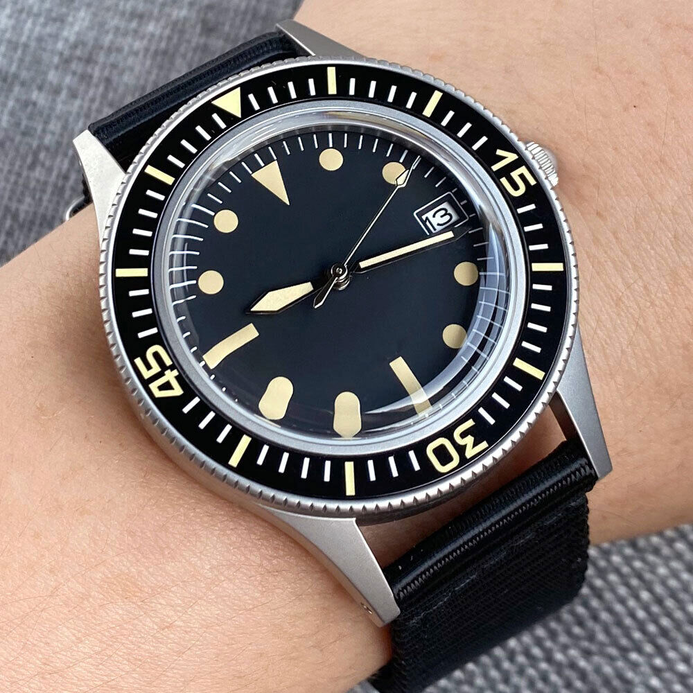 Vintage 50 Fathoms 20BAR Water Resistant Diver NH35 Automatic Watch Men Sapphire