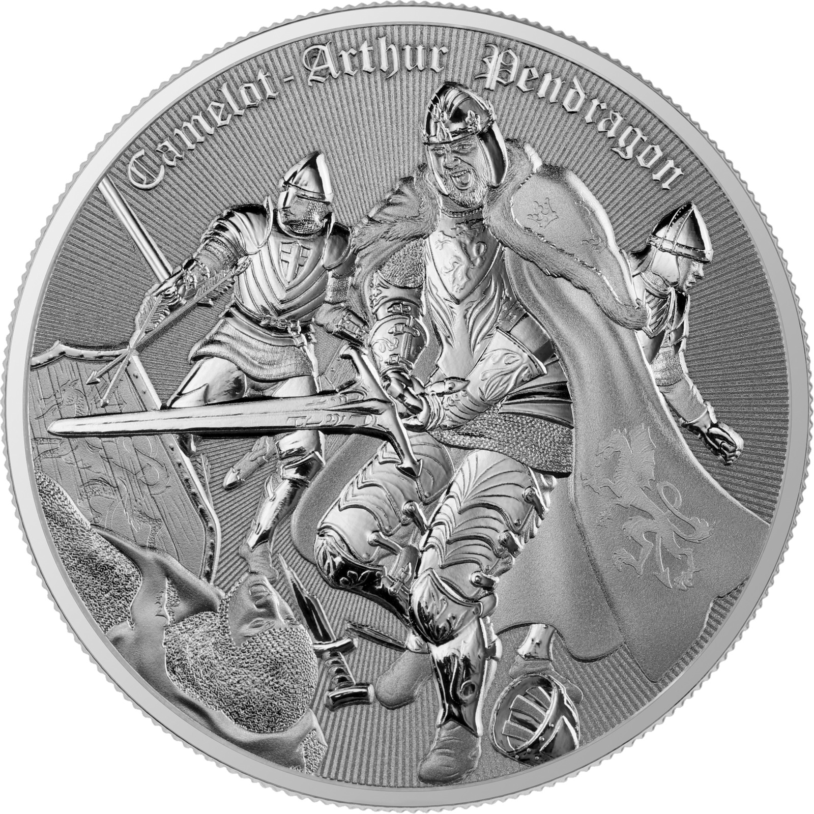 2023 Niue Germania Camelot Arthur Pendragon 1 oz Silver Coin in capsule