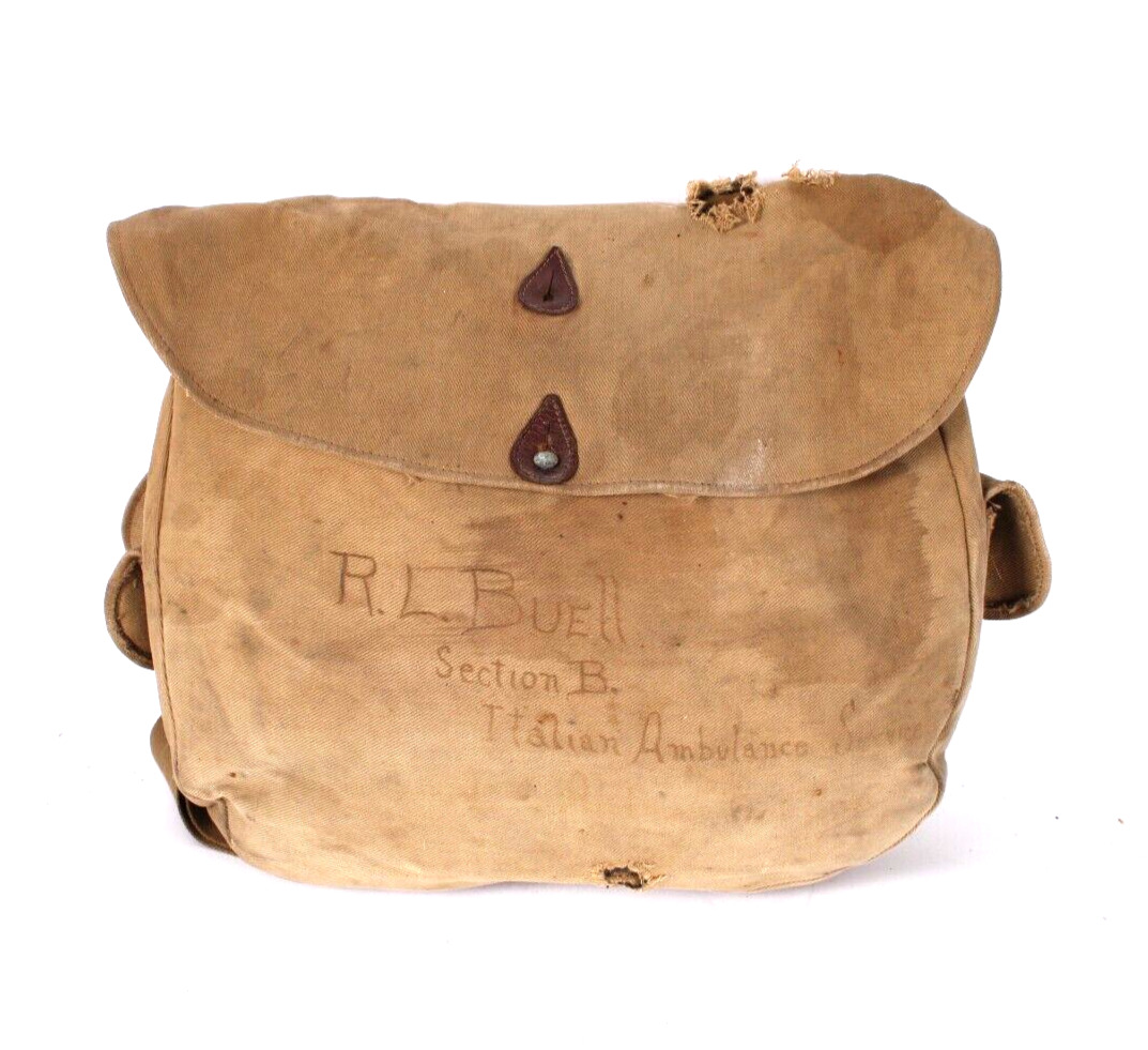 Vintage WWII Canvas Leather Field Medical Bag Satchel