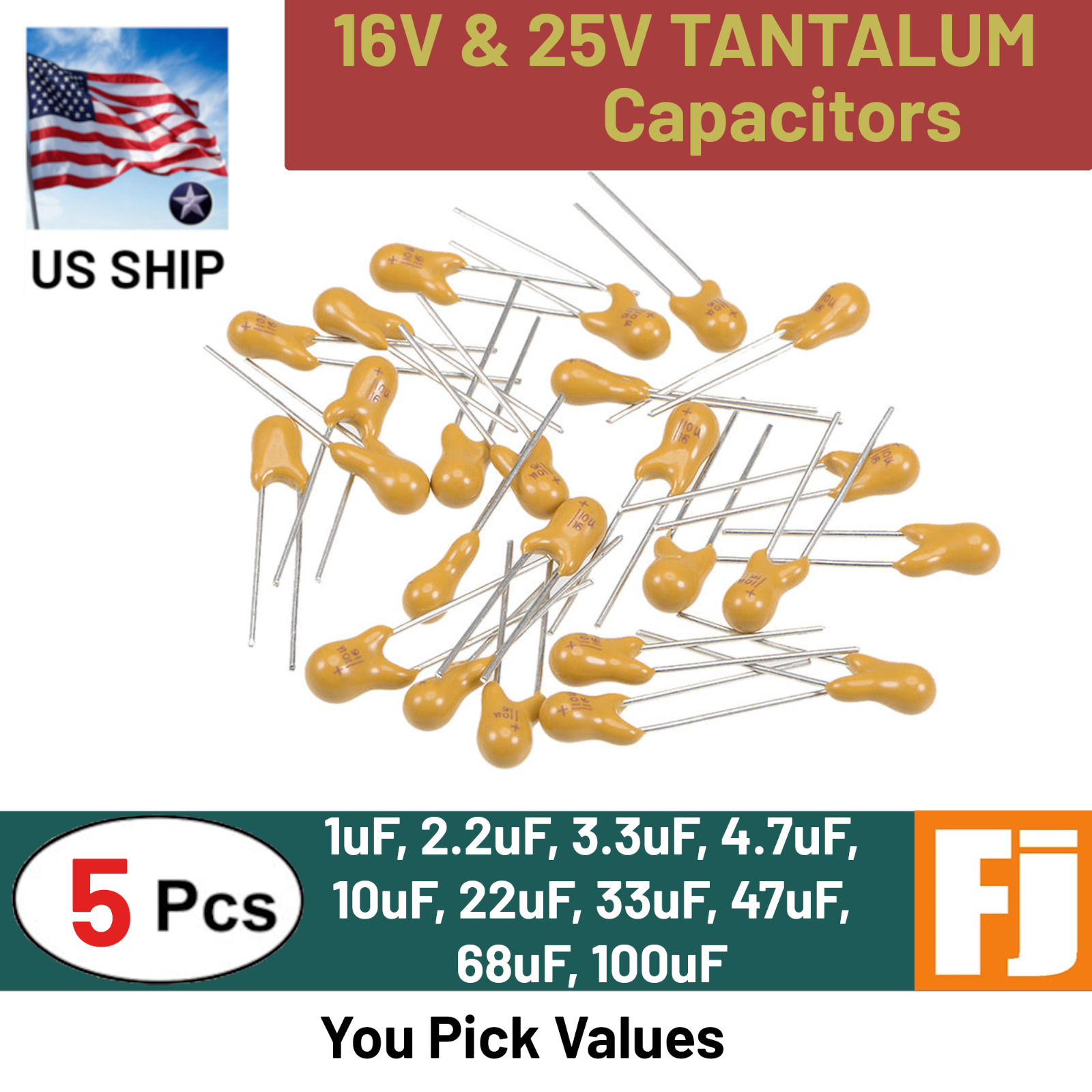 5 Pcs | 16V, 25V | Radial TANTALUM Capacitor | You Pick Value | US SHIP
