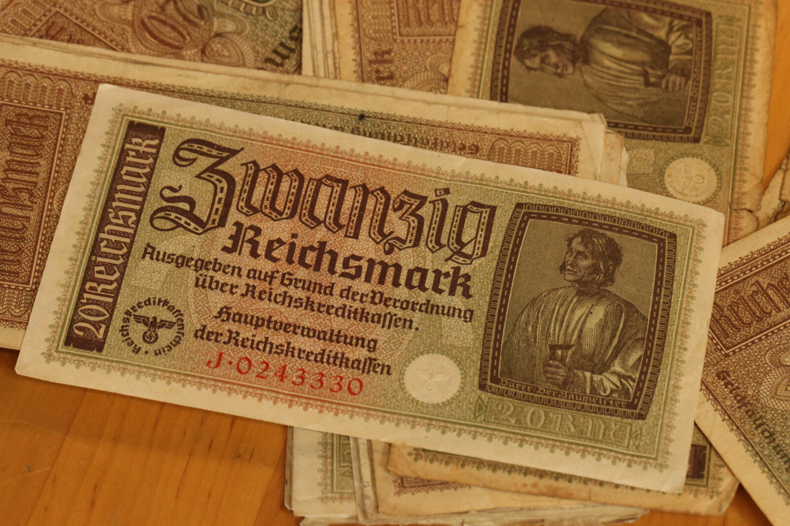 20 REICHSMARK NAZI GERMANY CURRENCY GERMAN BANKNOTE NOTE MONEY BILL SWASTIKA WW2