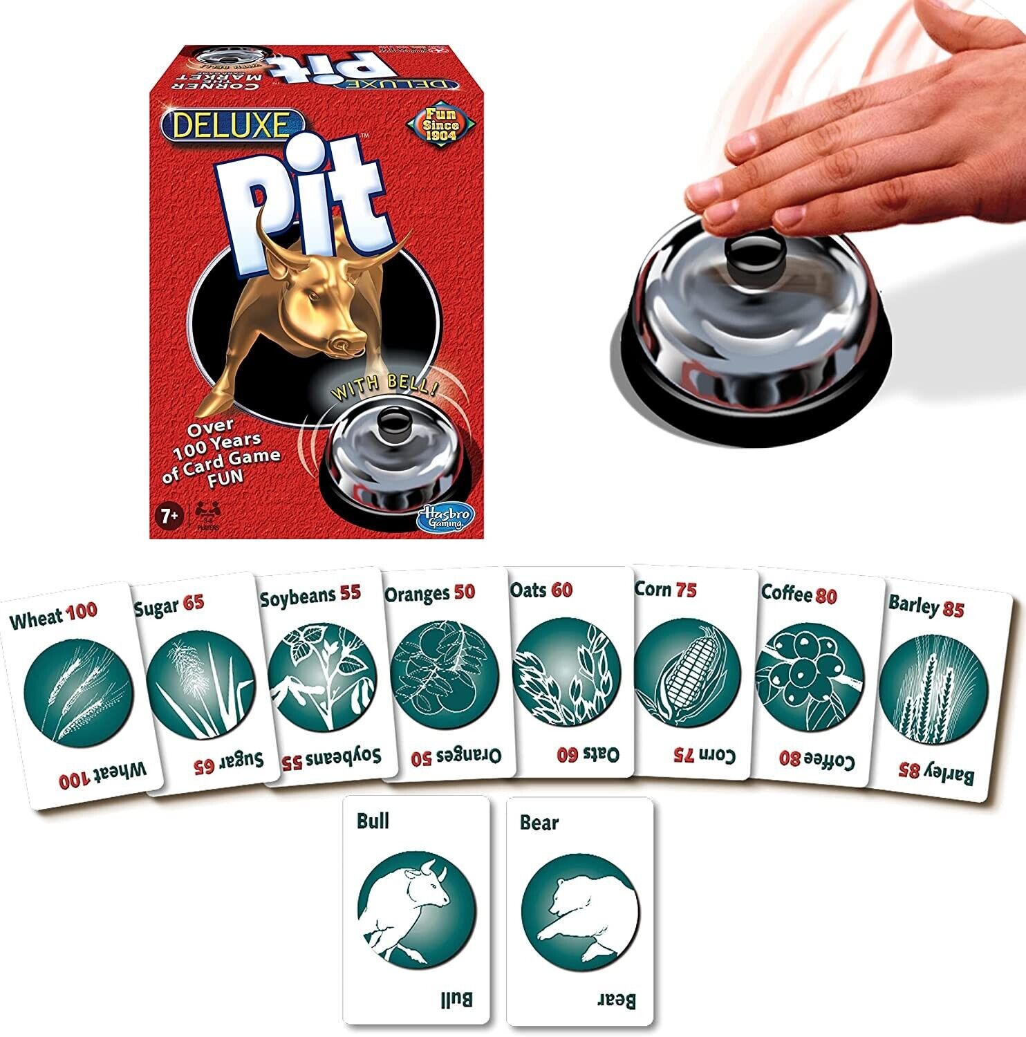 Deluxe Pit Card Game W/ Bell - Trade Market - Family Game Night - Kids & Adults