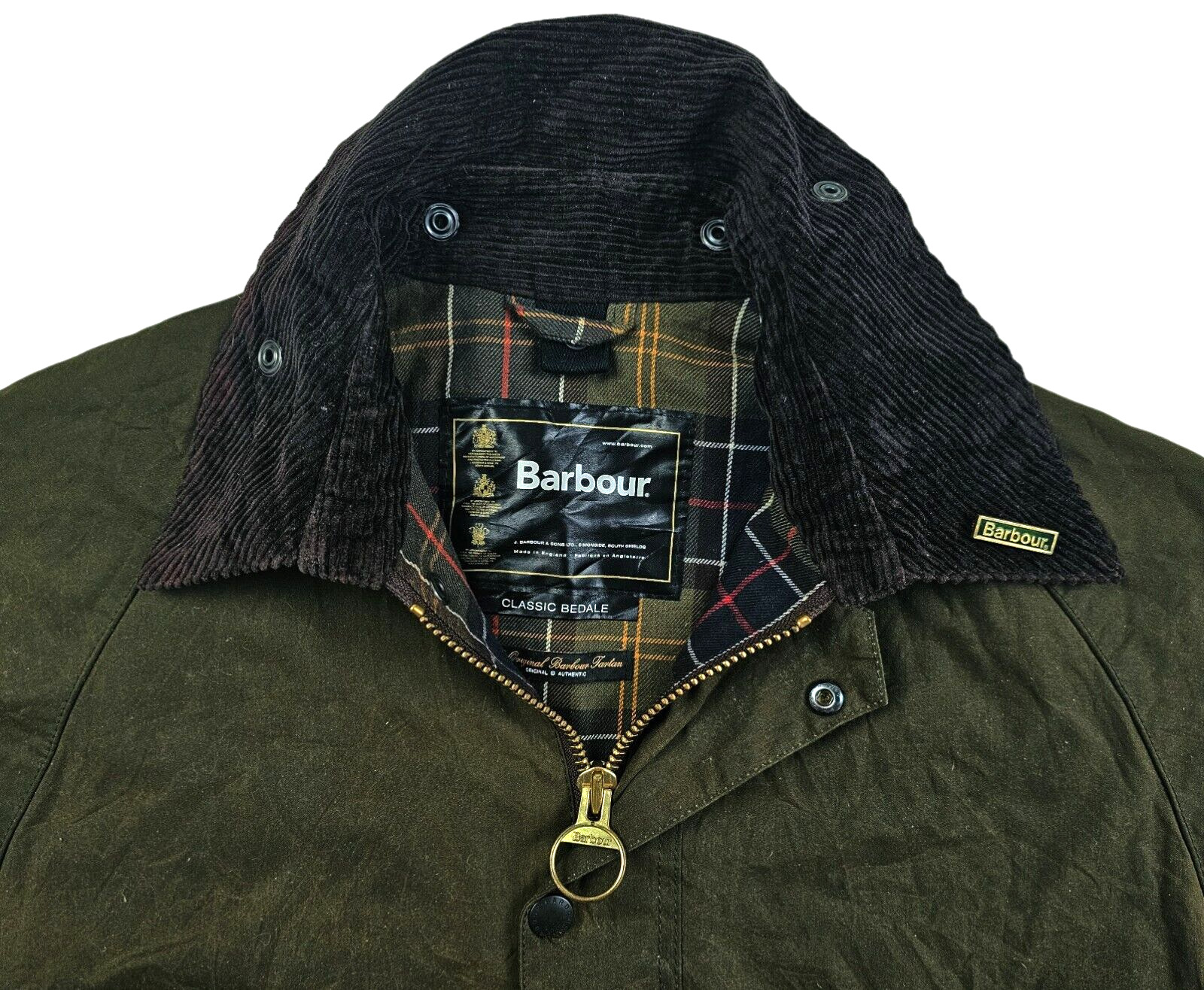 HOT VTG Men\'s BARBOUR @ CLASSIC BEDALE WAXED Cotton LINED OLIVE COAT Jacket 40 M