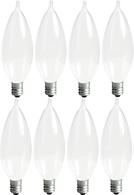 GE 66106 Candelabra Light Bulb, Bent-Tip, Frosted, 40-Watt, 8 Bulb