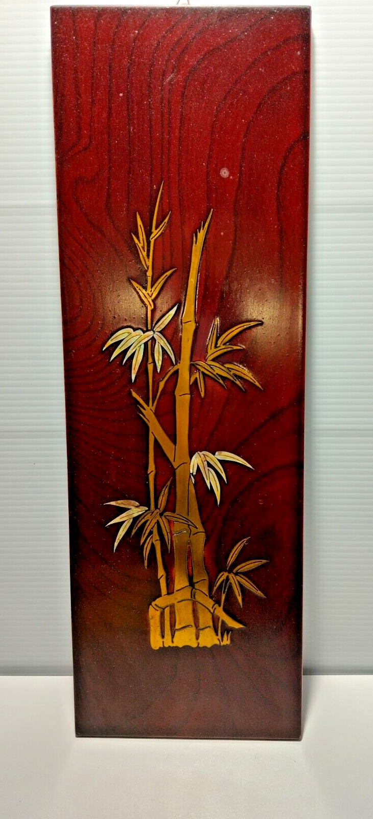Antique Japanese Hinoki Wood Red Lacquer Traditional Process Wall Plaque - Decor