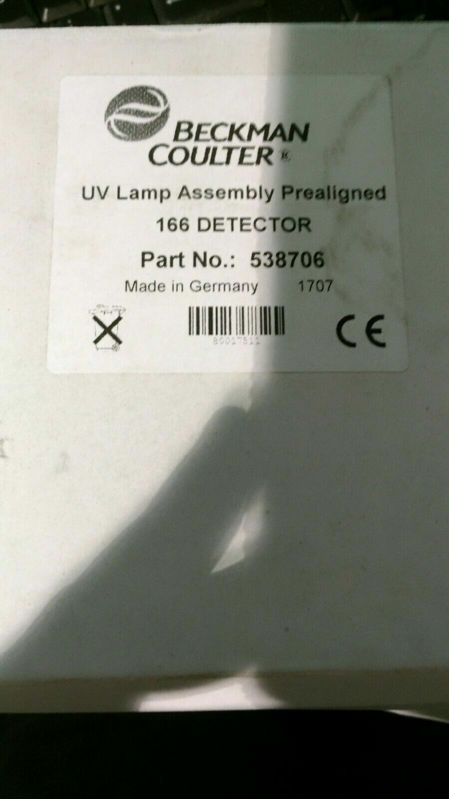 Beckman Coulter UV Lamp Assembly Prealigned 166 Detector Part No: 538706 22