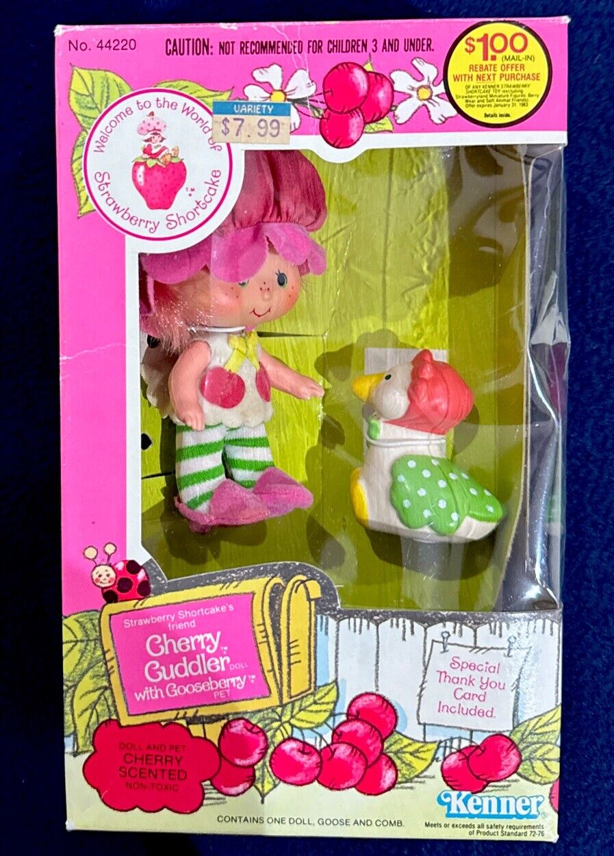 🍒Vintage (1982) Strawberry Shortcake Cherry Cuddler Doll W/Gooseberry Pet NEW