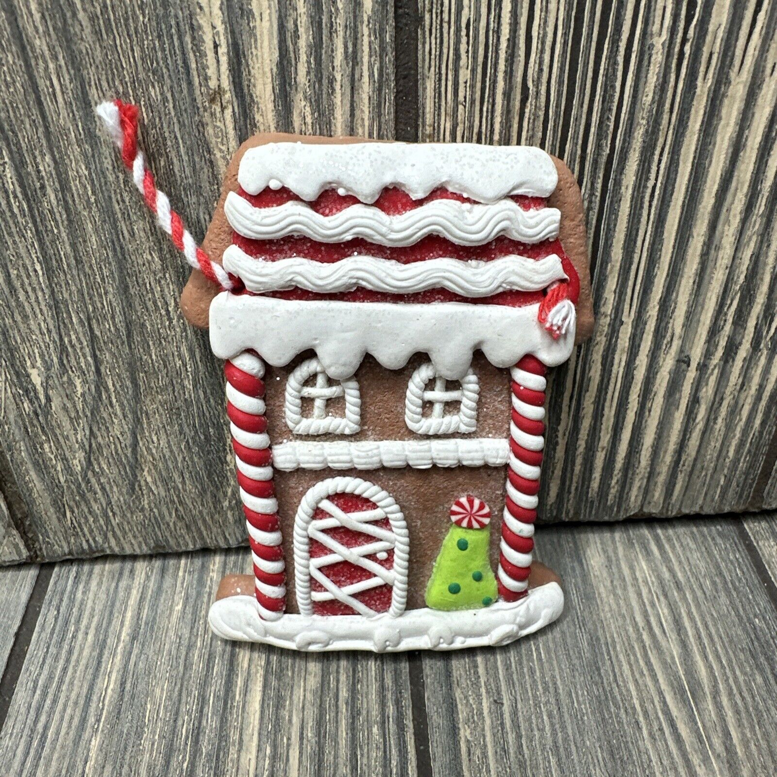  Vtg Gingerbread House Ornament Decoration Clay 4\