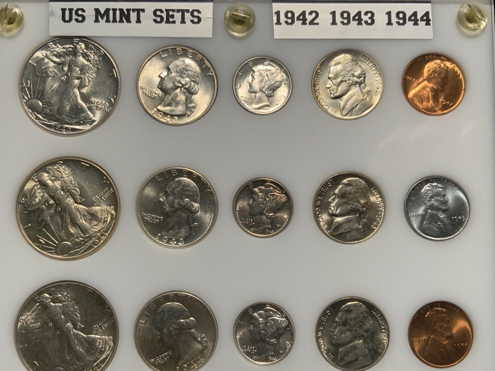 World War 2  BU US Coins Philadelphia ￼ 1942-1943-1944  US coin Set  (WWII Set)