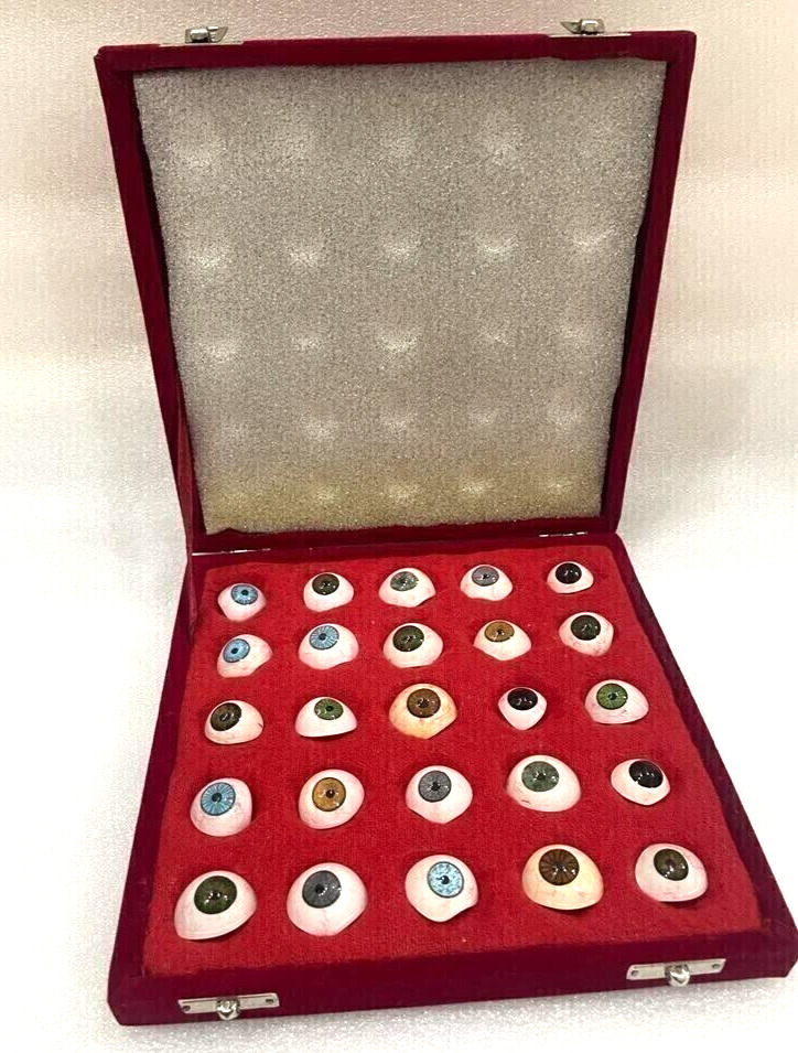 Vintage Human Prosthetic Eye ~ Antique Artificial Mix Eye Set Of 25 Pcs
