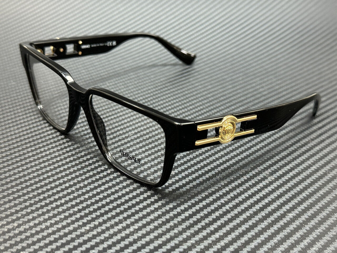 VERSACE VE3346 GB1 Black Gold Men\'s 53 mm Large Eyeglasses