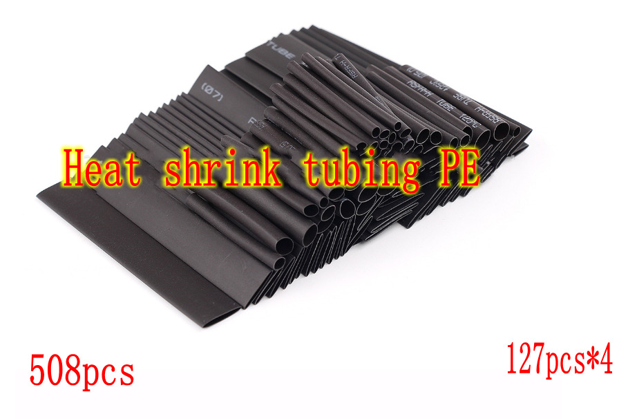508pcs Black heat shrink heatshrink wire cable tubing sleeve wrap 127pcs*4 Bag