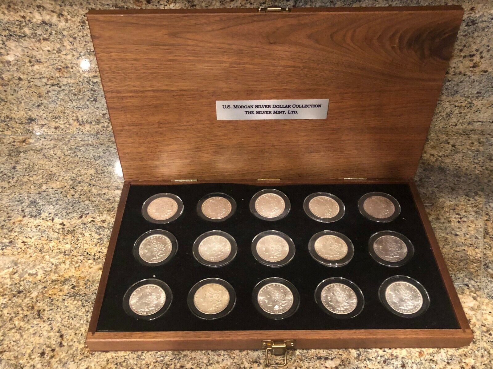 15 New Orleans Morgan Dollars Collection 1979 to 1902 in Wood Presentation Box