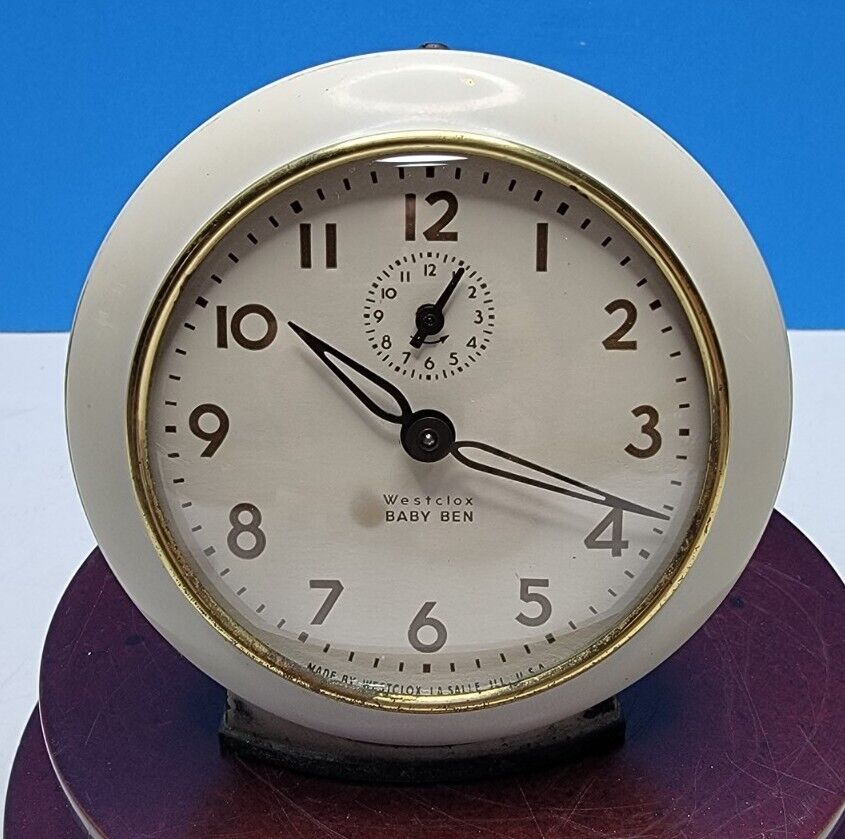 1950\'s Westclox Baby Ben Alarm Clock 61-V - Working.