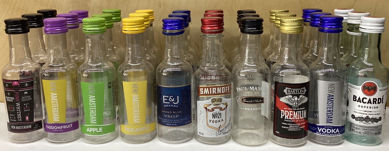 30 Empty Mini Bottles Vodka Rum Brandy 50ml Plastic bottles
