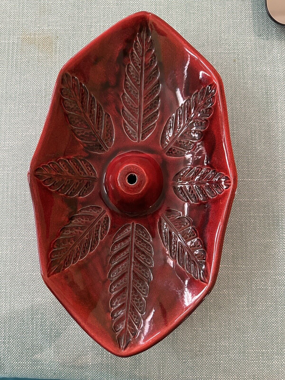 Vintage Cal Original Red Leaf Dish 141 Pottery