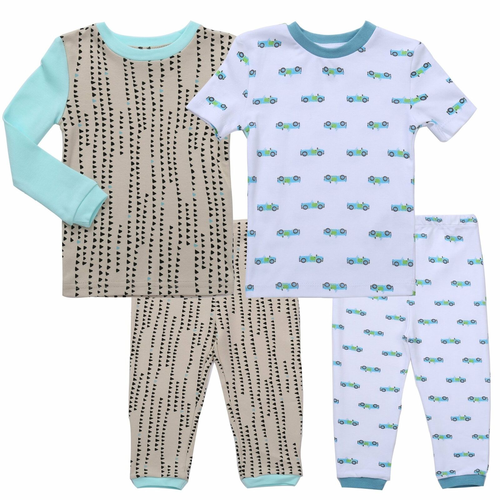 Asher & Olivia Boys Pajamas 4 Pc Cotton Pjs Set for Baby Toddler Little Kids
