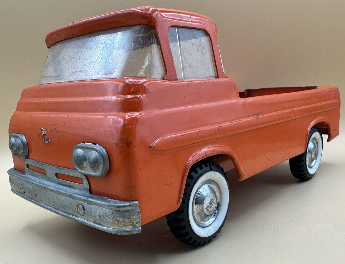 Vintage Nylint Ford Econoline Orange Pickup Truck Steel Metal Toy