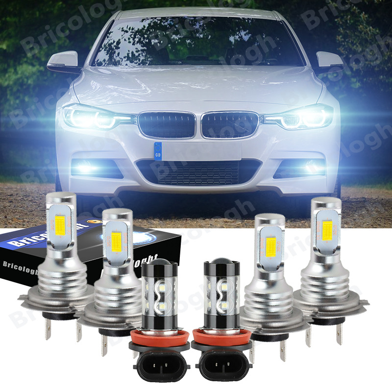 For BMW 328i 2007-2016 6x Bulbs LED Headlights Hi/Low Beams + Fog Lights 6000K