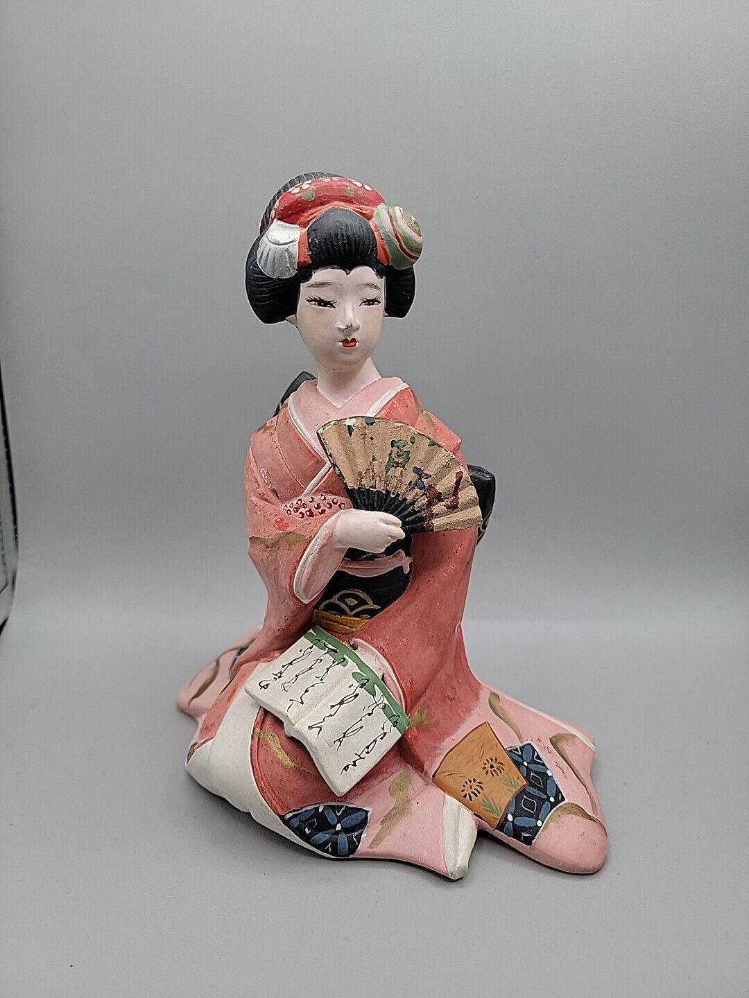 Japanese Washable Hakata Urasaki Ceramic Figurine Statue Geisha Japan 7.5\