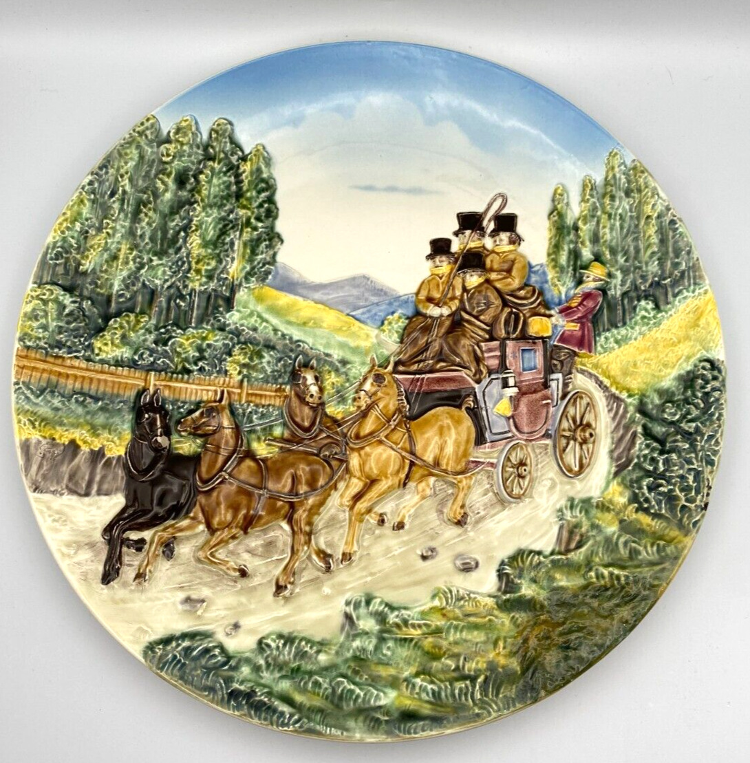 Vintage S & R Bas Relief Stagecoach Countryside Collector Plate 3807 W Germany