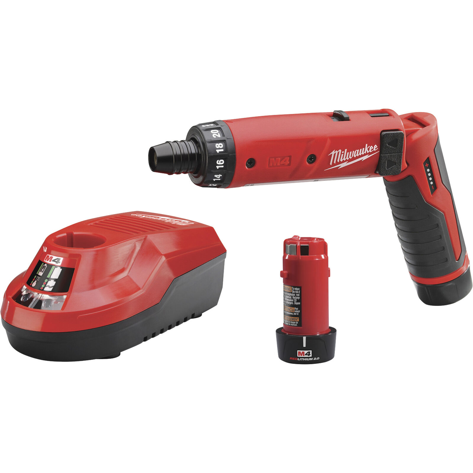 Milwaukee M4 Li-Ion Electric Hex Screwdriver Kit With 2 Batteries, 1/4in.