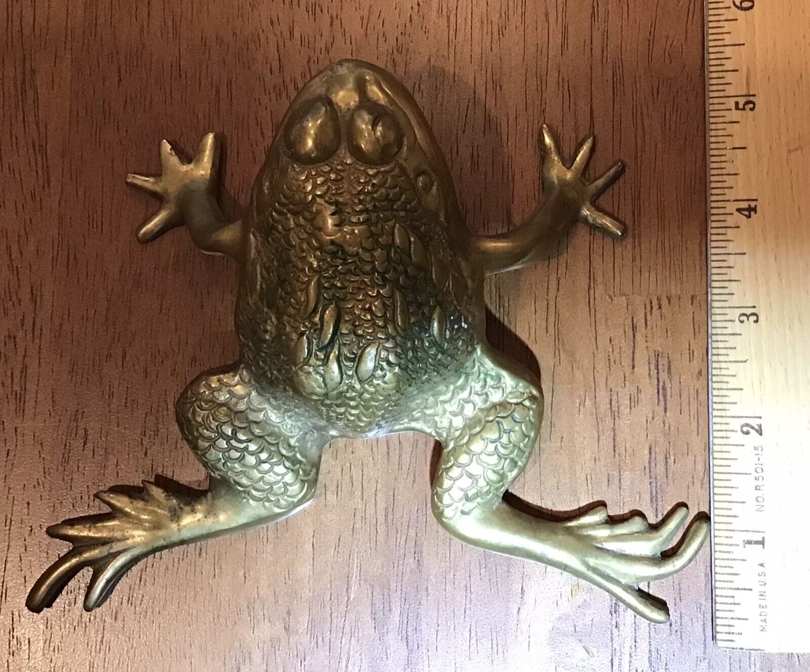 Vintage Solid Brass Tree Frog Big Feet Open Mouth Figurine Textured Paperweight?