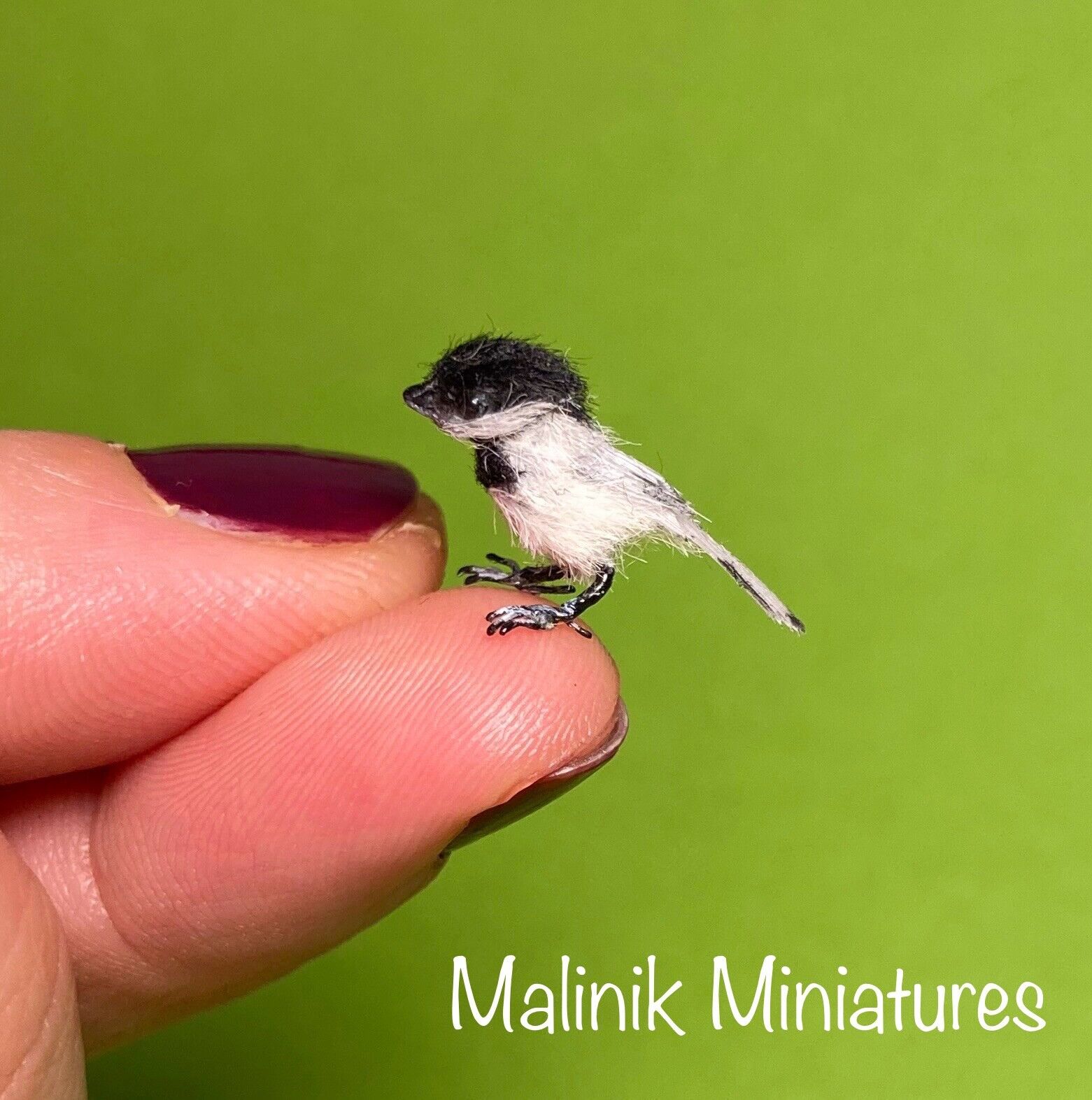 Dollhouse Miniature OOAK Chickadee bird - Malinik Miniatures