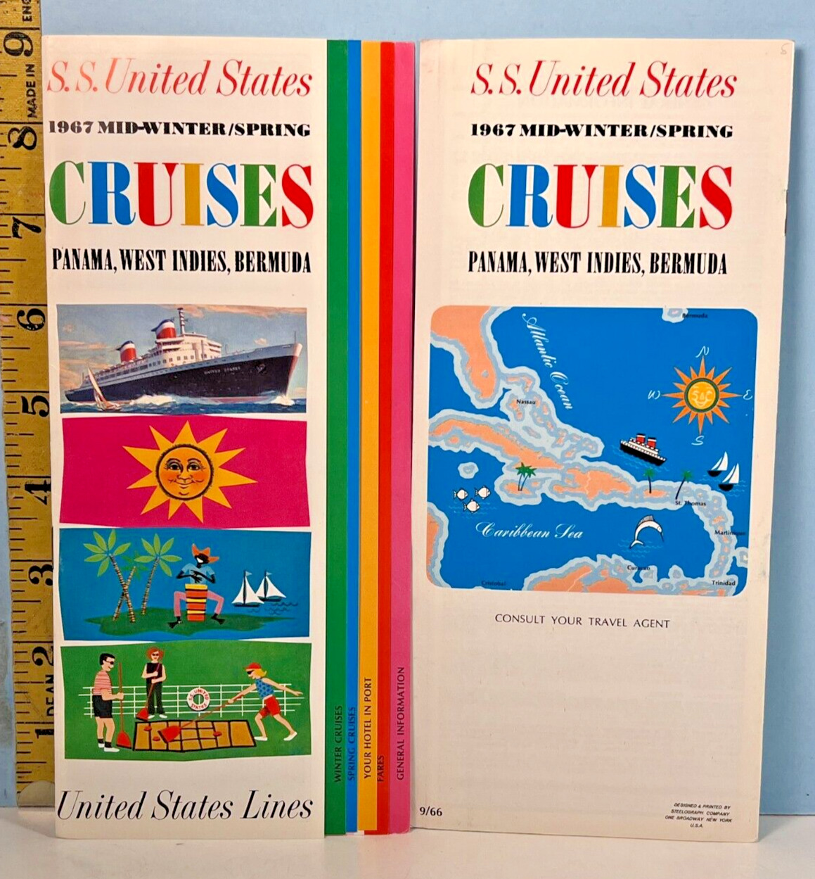 1967 S.S. United States Mid-Winter, Spring Crusies to Panama, W. Indies, Bermuda
