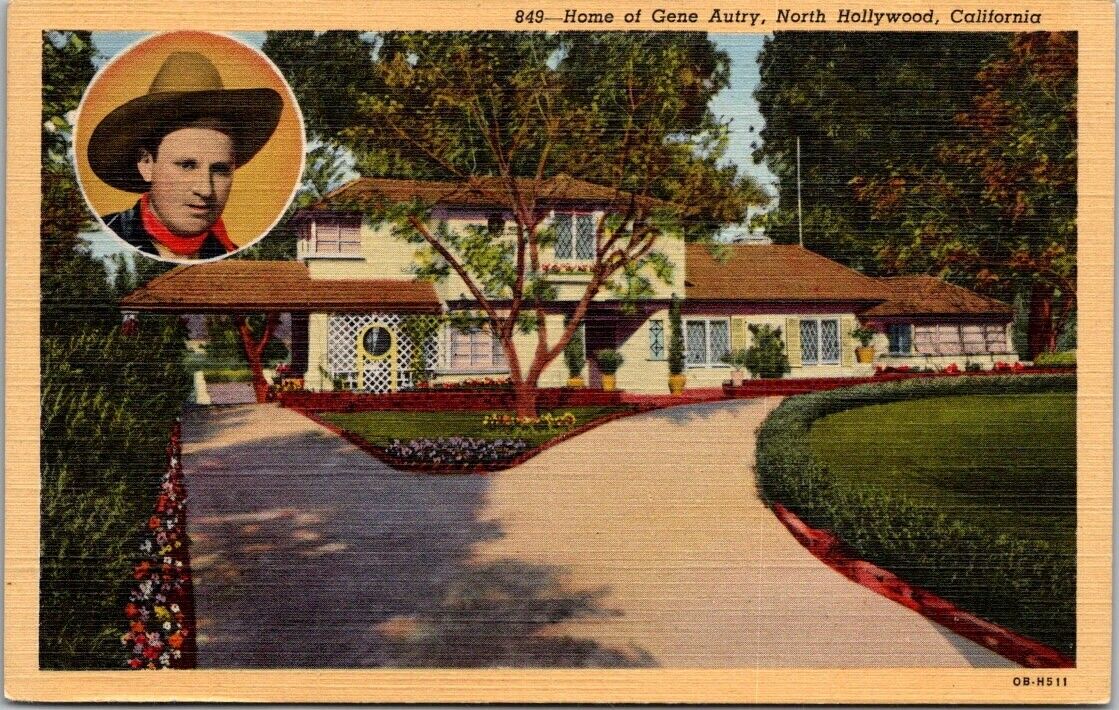 Hollywood CA California  Home of Gene Autry Vintage Postcard Postmarked 1946