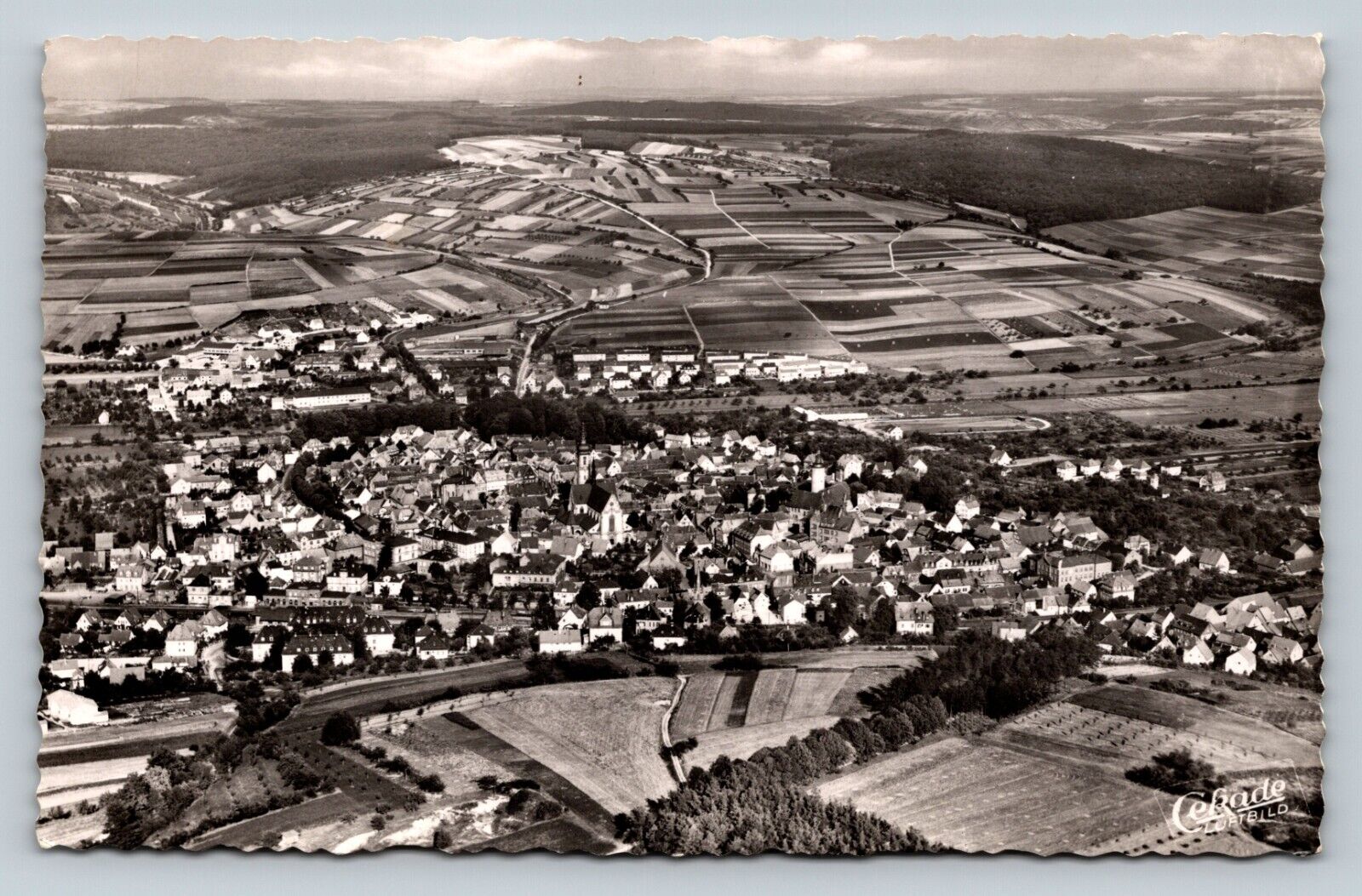 c1955 RPPC Aerial View of Tauberbischofsheim, Germany VINTAGE Postcard