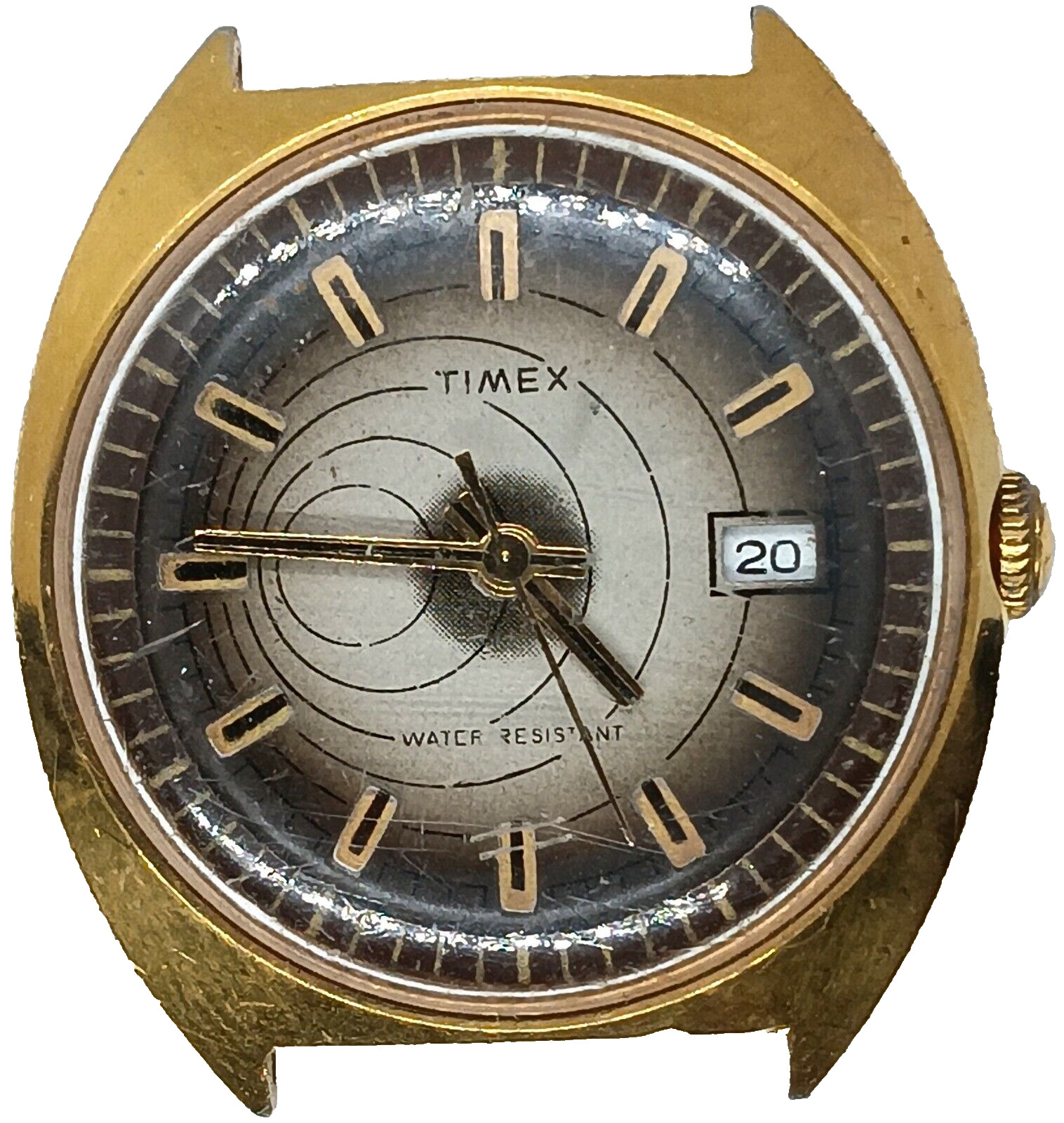 C654 mens Vintage 1974 Timex Marlin Space Age Manual Gold Plated Watch Works lot