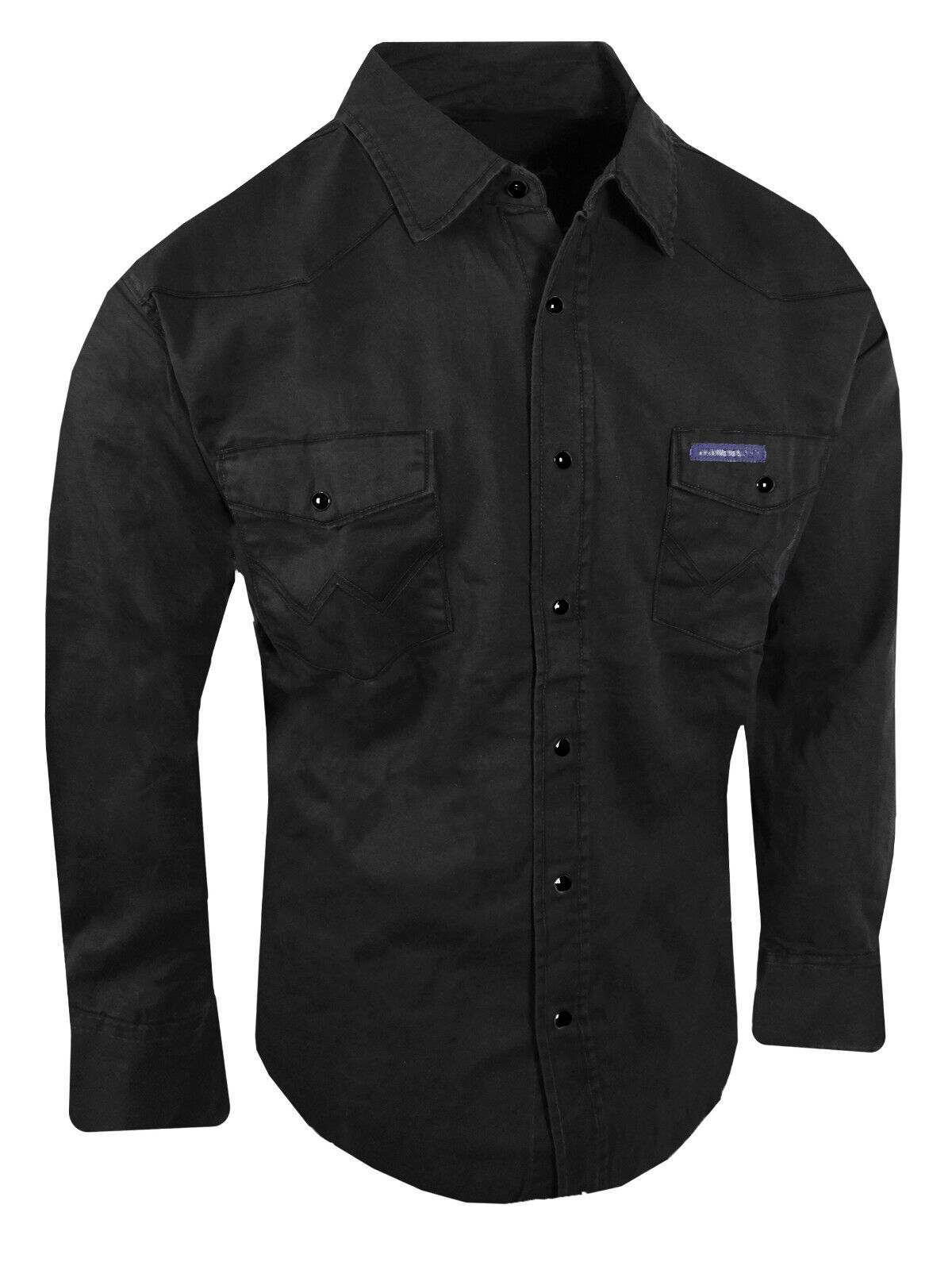 Twill Western Shirt Mens Workwear Cotton Triple Snap Cuffs Embroidered Pockets