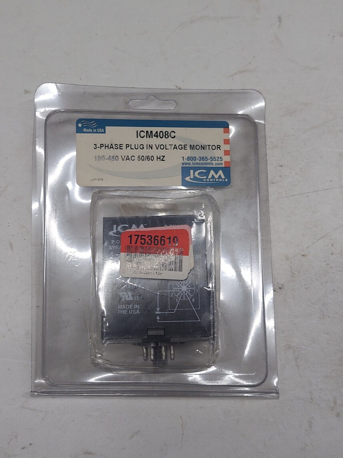 ICM Controls ICM284C 3 Phase Plug-in Voltage Monitor 190-480 VAC 50/60Hz NEW 