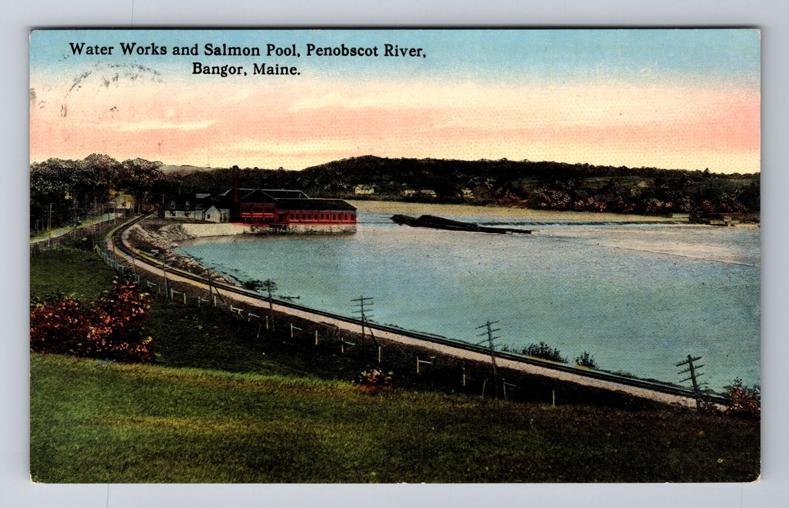 Bangor ME-Maine, Water Works, Salmon Pool, c1916 Antique Vintage Postcard
